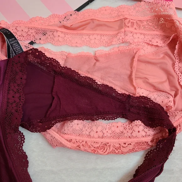 VS Very Sexy 2pk Silky Nylon Lace Strappy Thong Panties Size XL - Picture 4 of 6